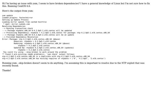 DevOps & SysAdmins: Centos 6.6 yum issues with NTP update смотреть онлайн