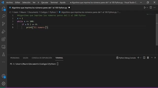Algoritmo que imprima los números pares del 1 al 100 Python смотреть онлайн