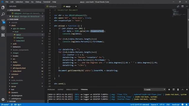 04 Demo Using XMLHttpRequest to retrieve from local JSON file смотреть онлайн