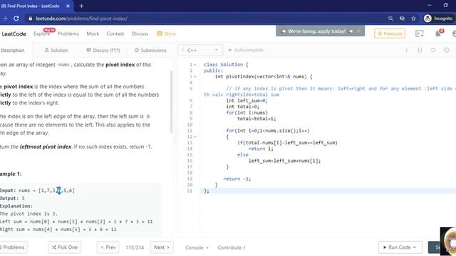 LeetCode 724, Find Pivot Index | In HINDI | Arrays | Competitive Programming | Interview Question ? смотреть онлайн
