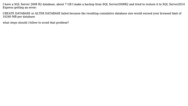 Database Size error to restore to SQL Server express 2014 смотреть онлайн
