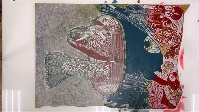 Reduction linocut process printing “Fish soup” 2023 смотреть онлайн