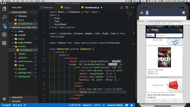 #1 Amazon UI Clone | React Native | Drawer Navigator | Native Base | смотреть онлайн
