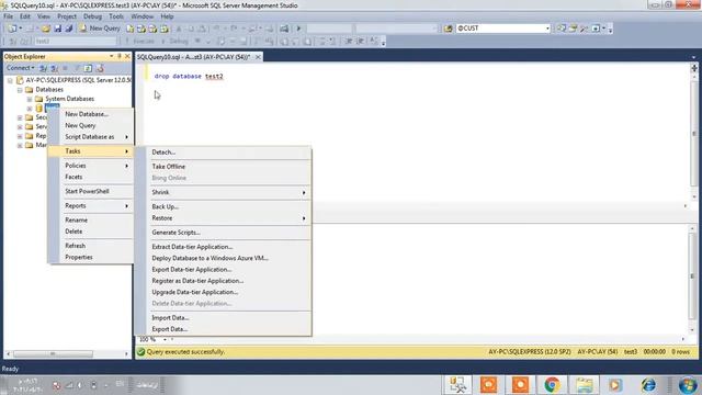 كيفية حذف قاعدة بيانات وبالكود في سيكوالsql server смотреть онлайн