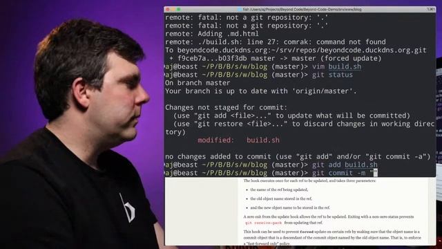 Beyond Code BLOOPERS 016.b - How to add Remote Git Hooks to our Blog for Continuous Deployment смотреть онлайн