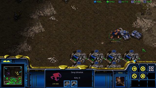 StarCraft - 1 Ultralisk VS 3 Siege Tanks смотреть онлайн