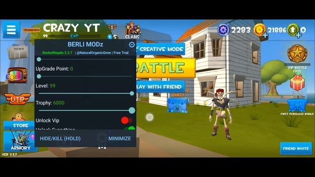 rocket royale new 💯❤ mod menu how to download and how to add password🤑 смотреть онлайн