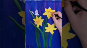 Цветы. Рисую нарциссы гуашью.