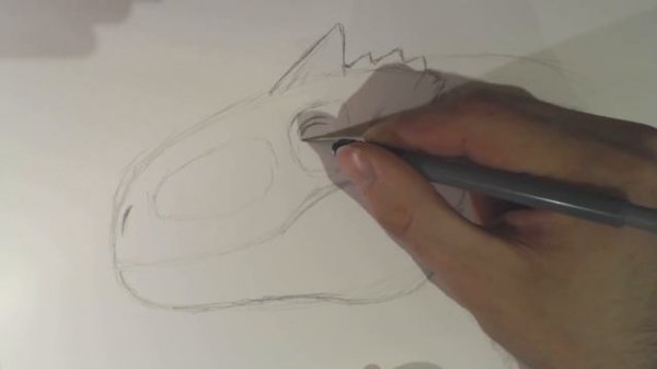 How To Draw Indominus Rex Head - Part 1 - Base Head Shape