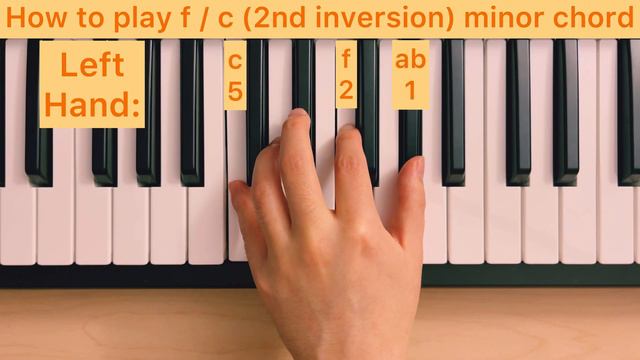 Piano Lesson 145: How to play f/c (2nd inversion) minor chord with the left hand tutorial смотреть онлайн