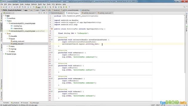 Урок 24. Activity Lifecycle - взаимодействие двух активити | Уроки Android Studio смотреть онлайн