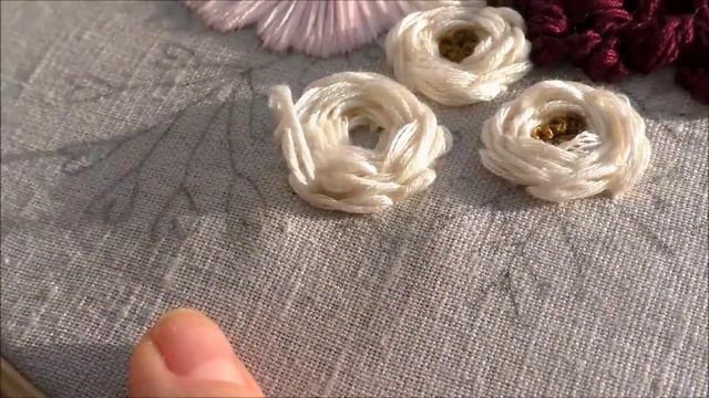 Pink and Burgundy peonies. Hand embroidery for beginners смотреть онлайн