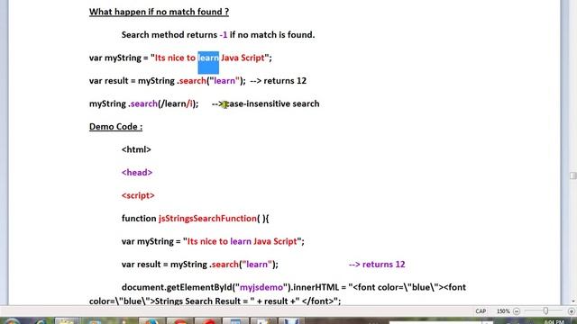 STRINGS SEARCH METHOD IN JAVASCRIPT DEMO смотреть онлайн