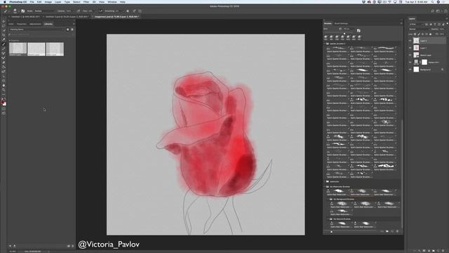 Watercolor painting in Adobe Photoshop CC смотреть онлайн