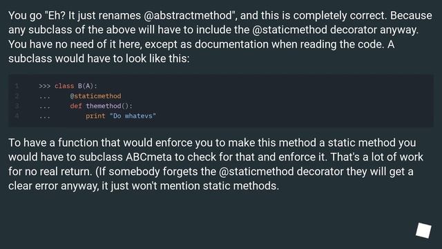 `staticmethod` and `abc.abstractmethod`: Will it blend? смотреть онлайн