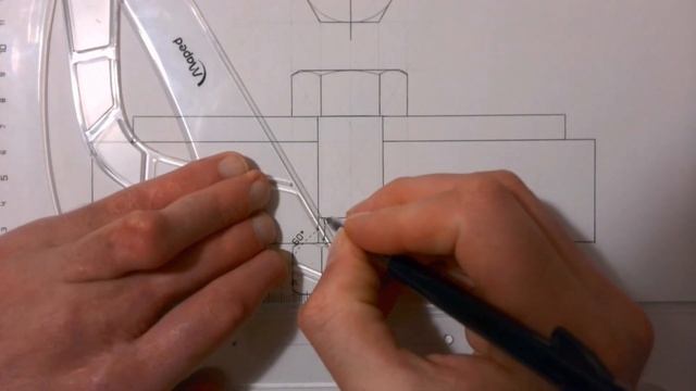 How to draw a bolt and nut in a sectional view смотреть онлайн
