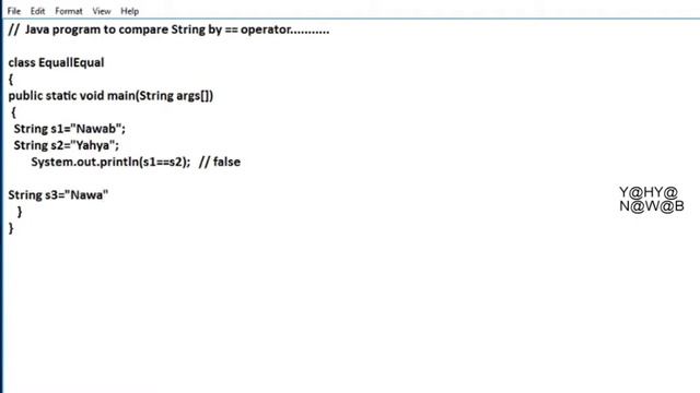 Java program to use String == operator смотреть онлайн