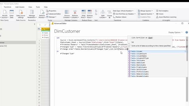 Sort Column Name in Power Query via M Code смотреть онлайн