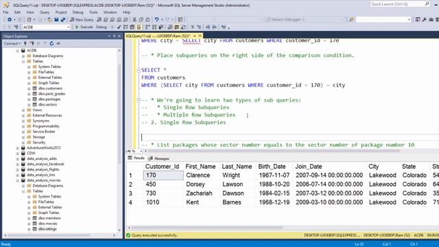 קורס SQL בסיסי, שיעור 29 - Single Row Sub Queries смотреть онлайн