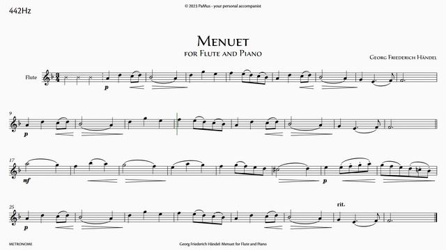 G. F. Händel: Menuet for Flute - Piano accompaniment 442Hz смотреть онлайн