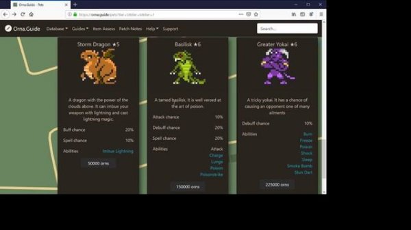 Orna RPG Pet Recommendations - Tiers 5-7