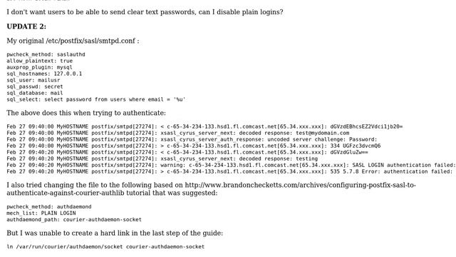 Settings to change to allow PostFix to accept outgoing mail from authenticated users смотреть онлайн