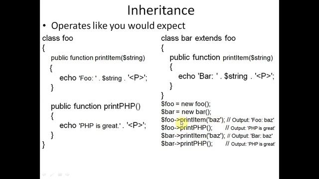 Inheritance in PHP смотреть онлайн