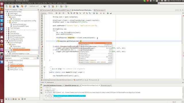 EJB as a JAX-RS web service tutorial 4 - Standalone JAX-RS client (Apache HTTPClient & Google Gson) смотреть онлайн