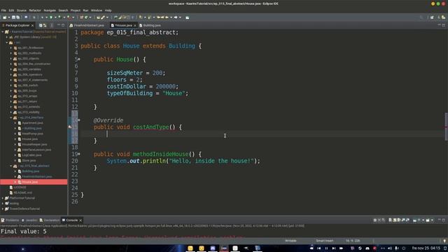 FINAL and ABSTRACT - Java TUTORIAL 2022/2023 for BEGINNERS смотреть онлайн