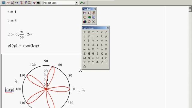 Полярный график в MathCAD 14 (13/34) смотреть онлайн