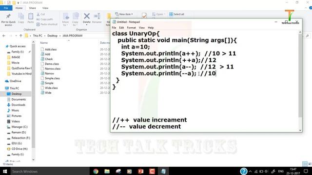 Unary Operator java program | Part - 8.1 | Java Tutorial | Tech Talk Tricks смотреть онлайн
