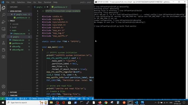 3 - ESP IDF SPIFFS filesystem usage example смотреть онлайн