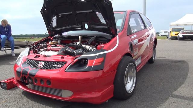 Dan Frost 800HP Turbo EP3 PB 9.77 153MPH Japshow 2018 Santa Pod Raceway смотреть онлайн