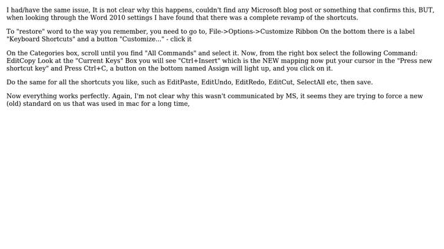 Keyboard shortcuts such as Ctrl-C, Ctrl-V and Ctrl-Z not working in Word 2010 on Windows 7 смотреть онлайн