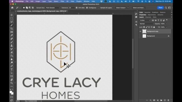 Remove background from logo in Adobe Photoshop - Magic Wand Tool tutorial - transparent background
