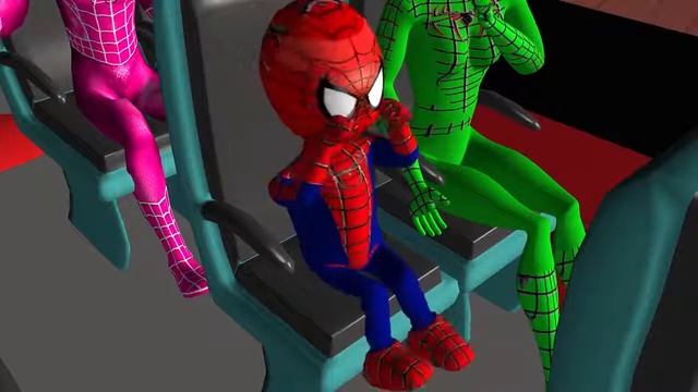 Колеса в автобусе идут по кругу с человеком-пауком | Детские стихи на английском для детей песни смотреть онлайн