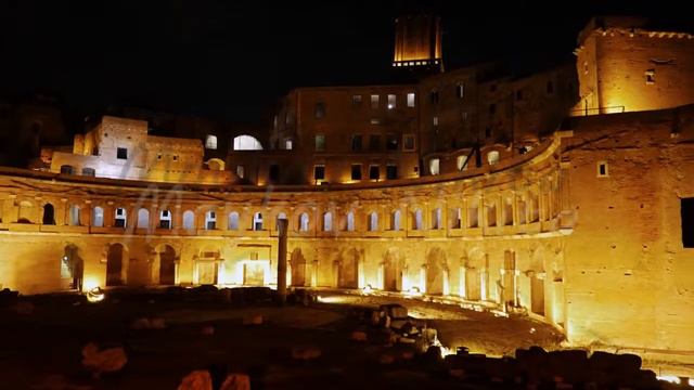 Glitch effect. Ruins of Trajan's Market, Night. Rome, Italy смотреть онлайн