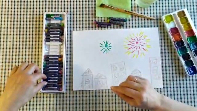 Рисуем с детьми карандашами и красками | Рисование"Праздничный салют" | Рисование для детей 3-5 лет смотреть онлайн