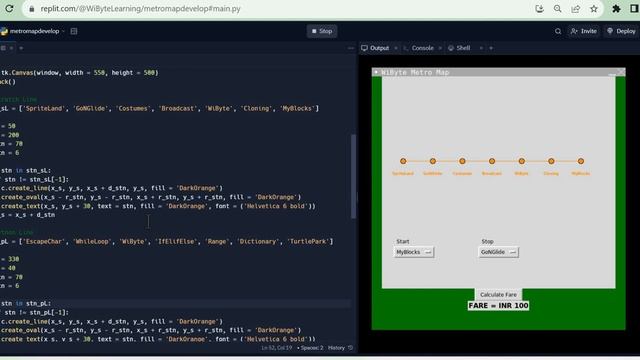 Metro Map: Adding a second (PYTHON) line to the network, updating the map and dropdown menus. смотреть онлайн
