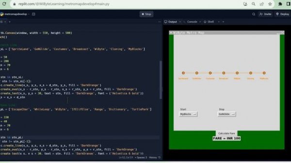 Metro Map: Adding a second (PYTHON) line to the network, updating the map and dropdown menus.