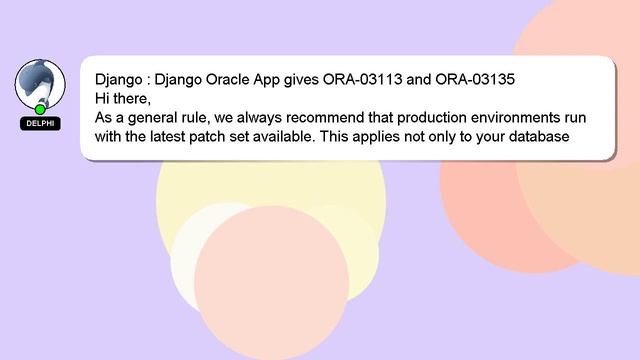 Django : Django Oracle App gives ORA-03113 and ORA-03135 смотреть онлайн