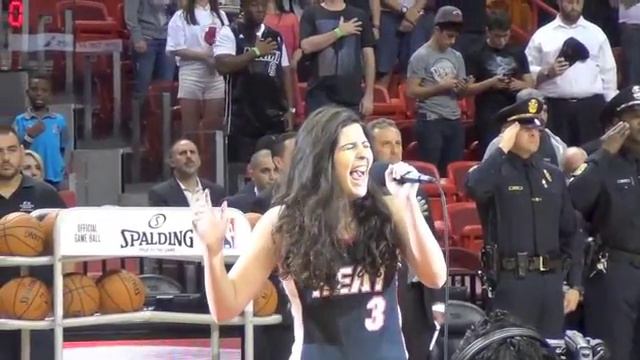 Isabella Pena Sings National Anthem At Miami Heat
