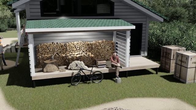 Баня с террасой и мансардой. Кингисеппский район. смотреть онлайн