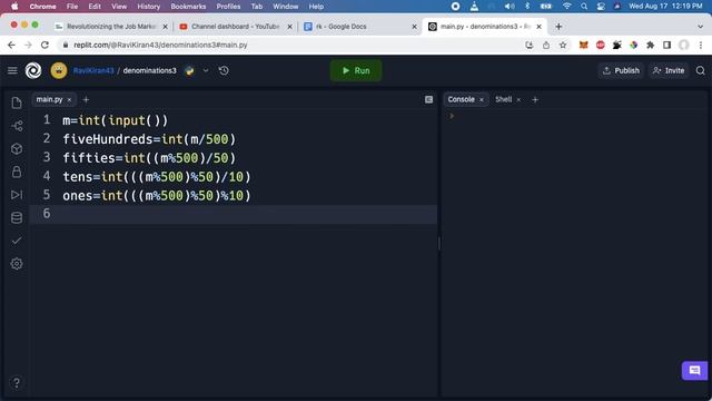 Denominations | Python program to Find the Minimum Number of Notes Required | CCBP Assignment 6 смотреть онлайн