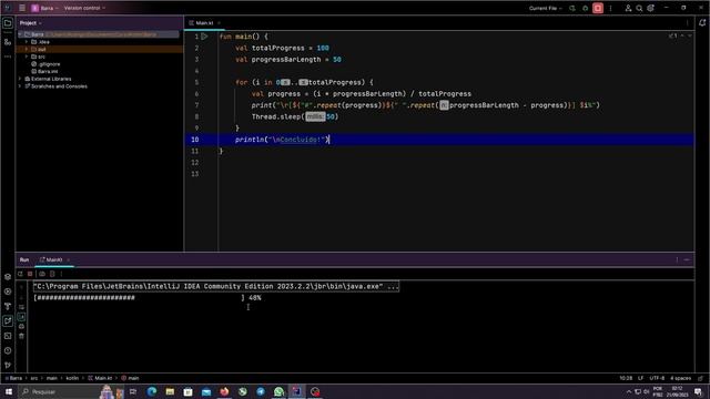 Progress bar IntelliJ IDEA Kotlin смотреть онлайн