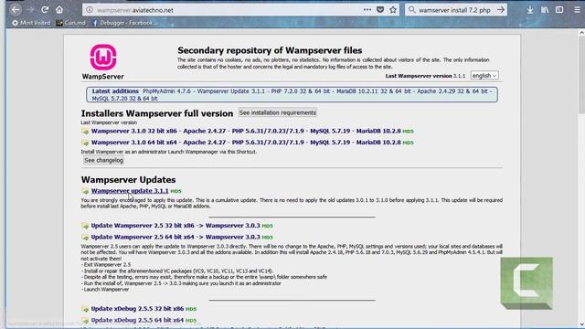 Wampserver 3.0 - Установка Php 7.2 смотреть онлайн