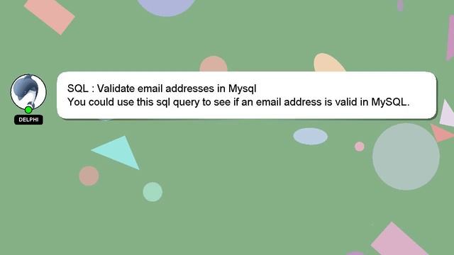 SQL : Validate email addresses in Mysql смотреть онлайн