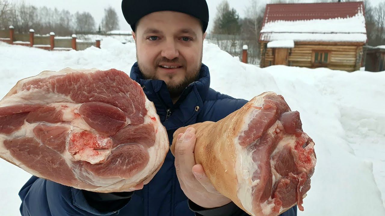 Рецепт свиной рульки. Рулька варено-копченая в казане на костре. смотреть онлайн