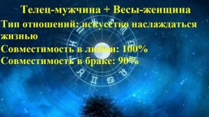 Совместимость Телец-мужчина и Весы-женщина