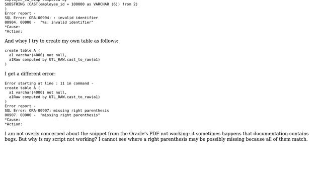 Databases: Learning COMPUTED BY - what right parenthesis does it need? смотреть онлайн